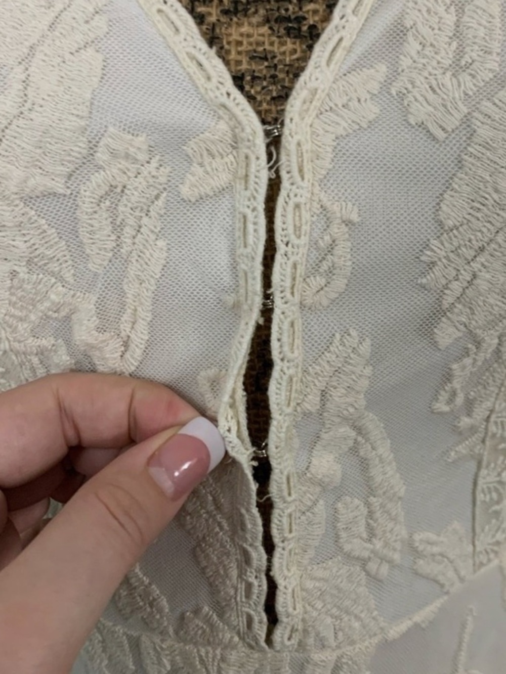 STUNNING Free People Cream Lace Mini Dress - Picture 4 of 7